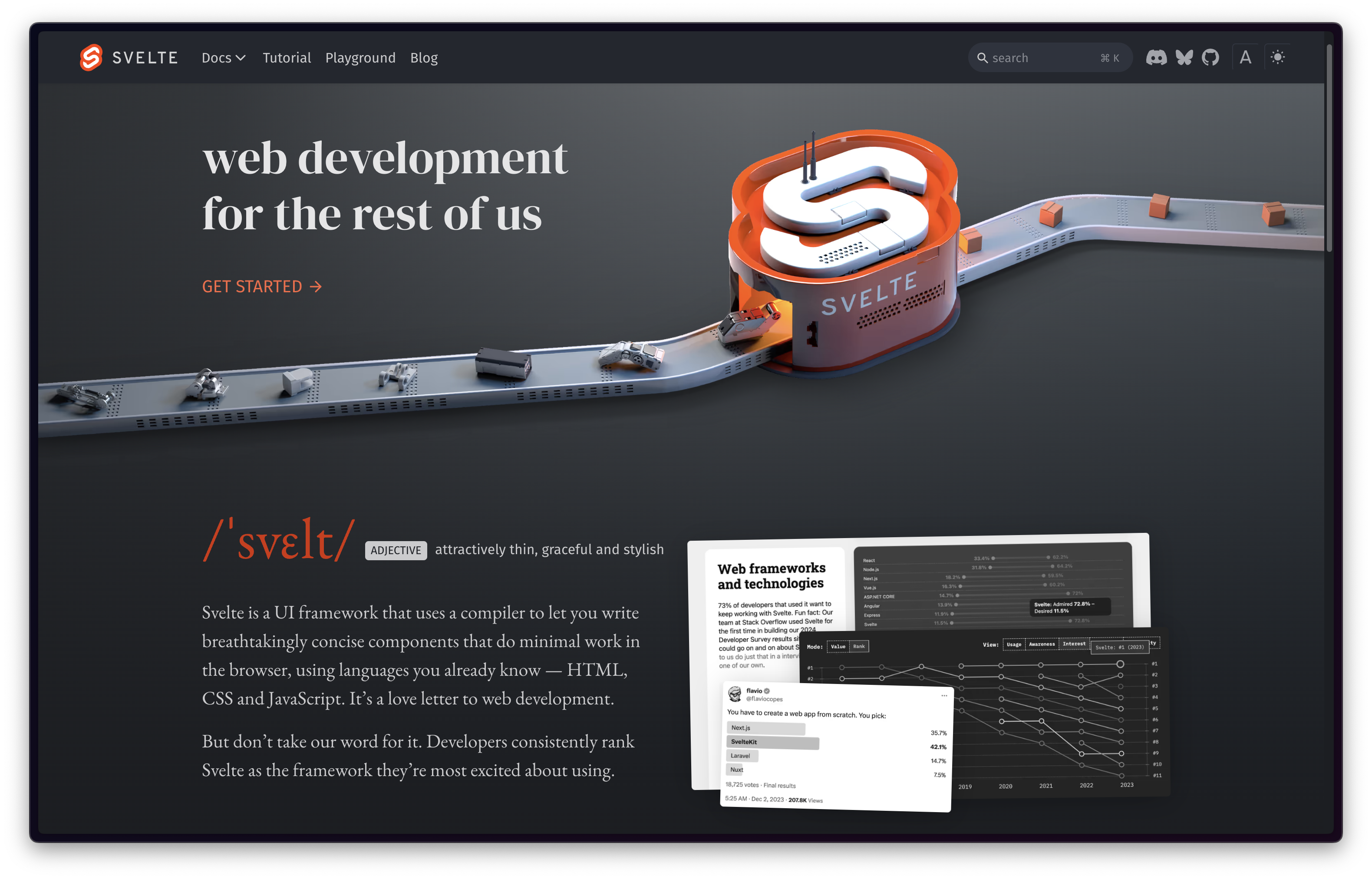 Screenshot of the svelte.dev website