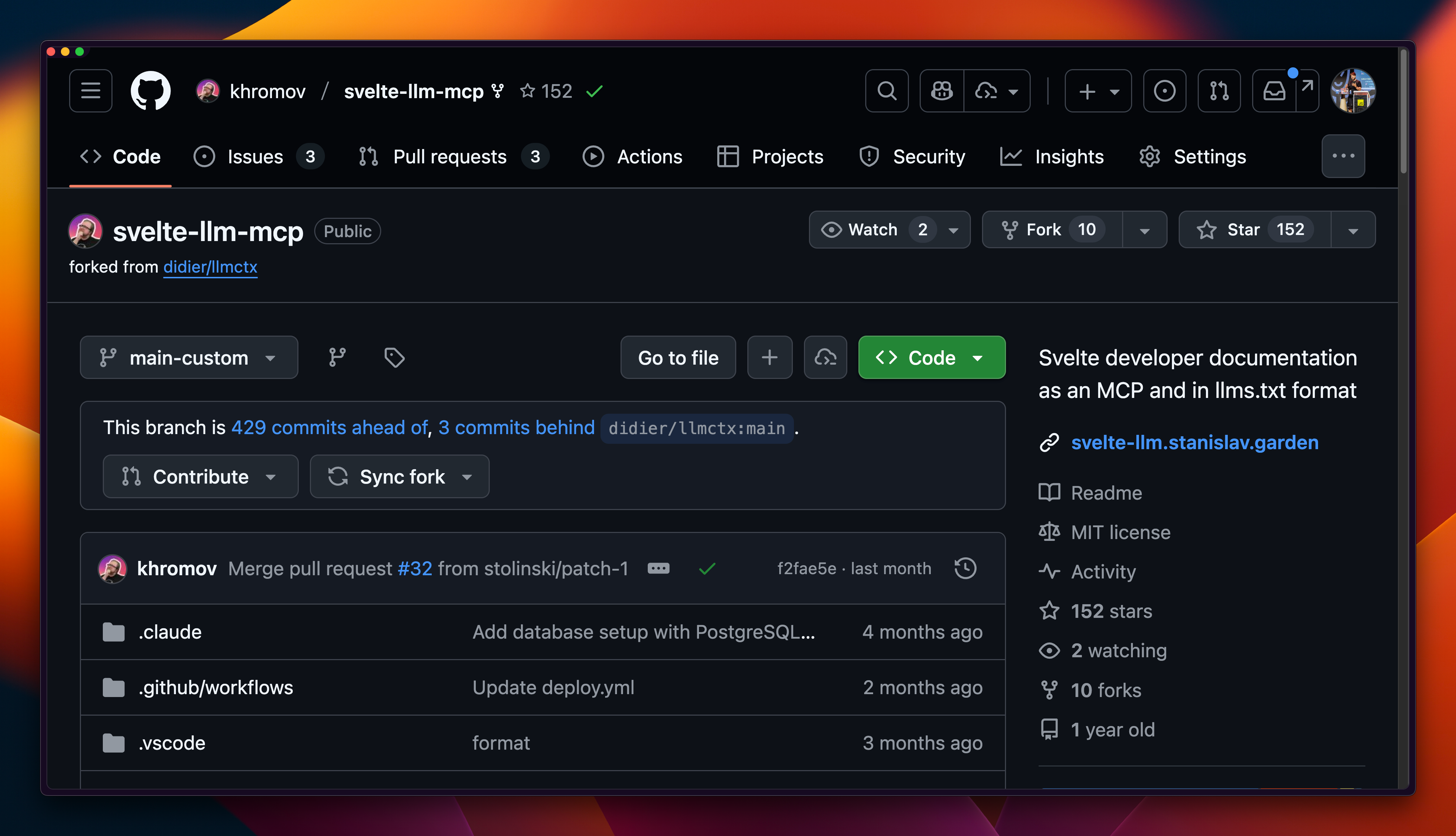 github repo of the svelte mcp from stanislav